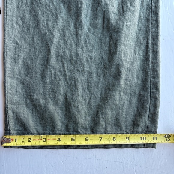 Old Navy Linen Blend Wide Leg Pants Olive Green Elastic Drawstring Waist Size L - Picture 9 of 11